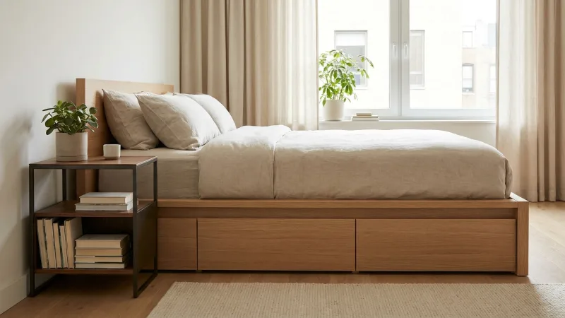 Contoh furnitur multifungsi di kamar tidur
