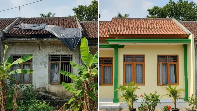 Perbandingan rumah sebelum dan sesudah renovasi melalui program BSPS di Jawa Tengah