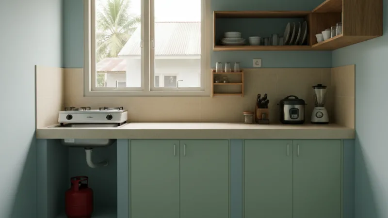 Desain dapur linear 2x3 meter