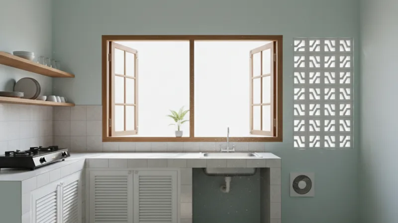 Jendela ventilasi dapur kecil