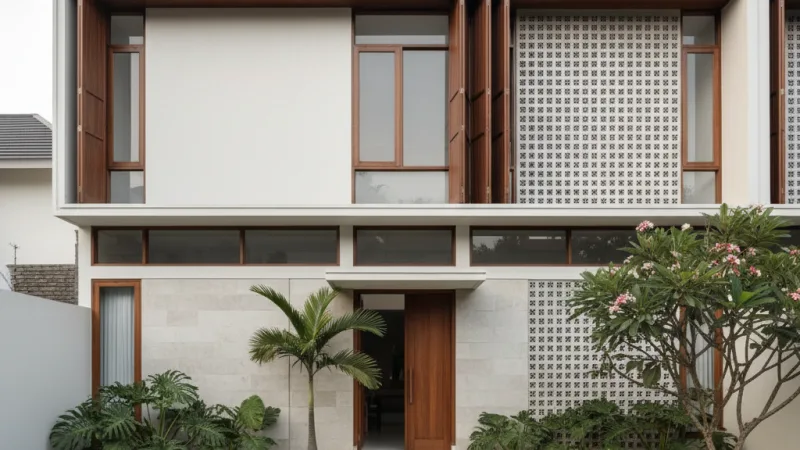 Konsep fasad rumah minimalis modern tropis yang sejuk