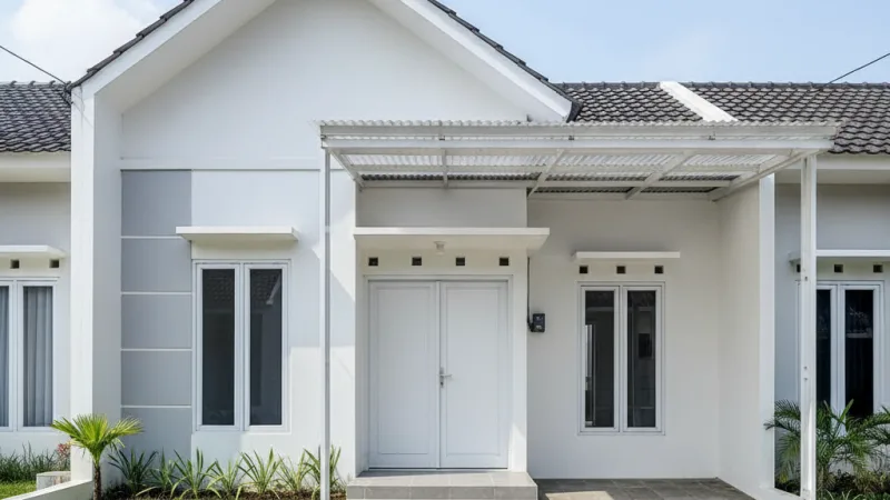 Fasad rumah minimalis 1 lantai 6x12 sederhana dan elegan