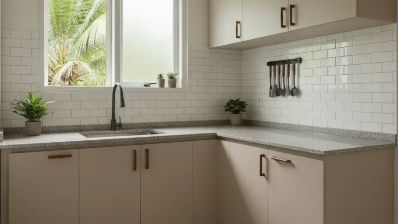 Dapur minimalis sederhana fungsional di rumah tipe 36 Indonesia