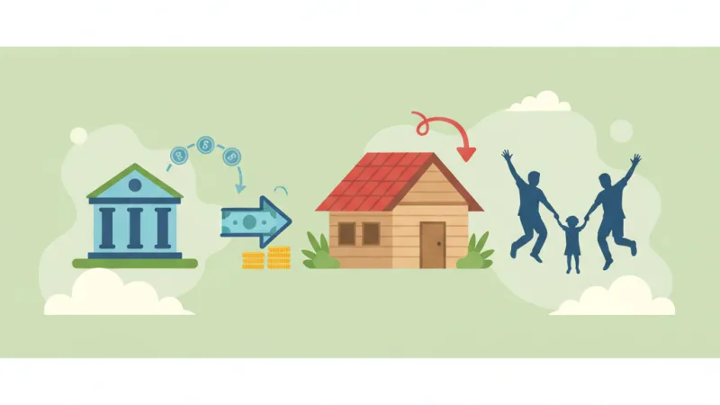 Ilustrasi konsep rumah subsidi dan KPR FLPP