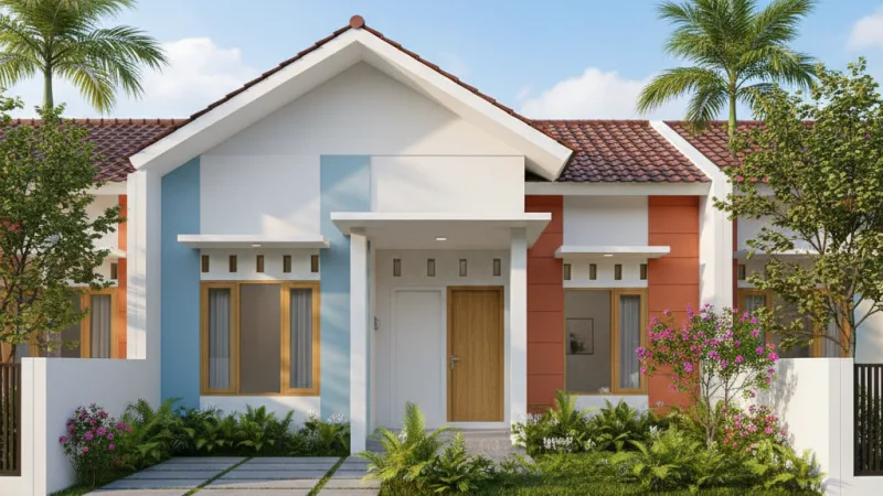 Ilustrasi rumah sederhana layak huni di lingkungan asri Indonesia
