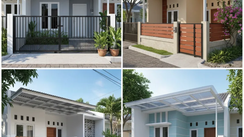 Ide desain pagar dan kanopi minimalis untuk rumah tipe 36