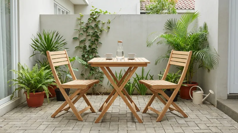 Contoh furnitur lipat dan multifungsi untuk taman belakang kecil