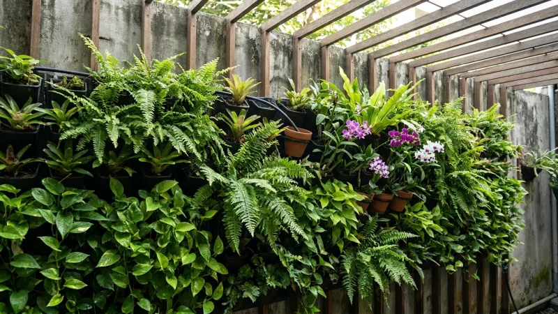 Contoh tanaman vertikal yang cocok untuk taman belakang sempit